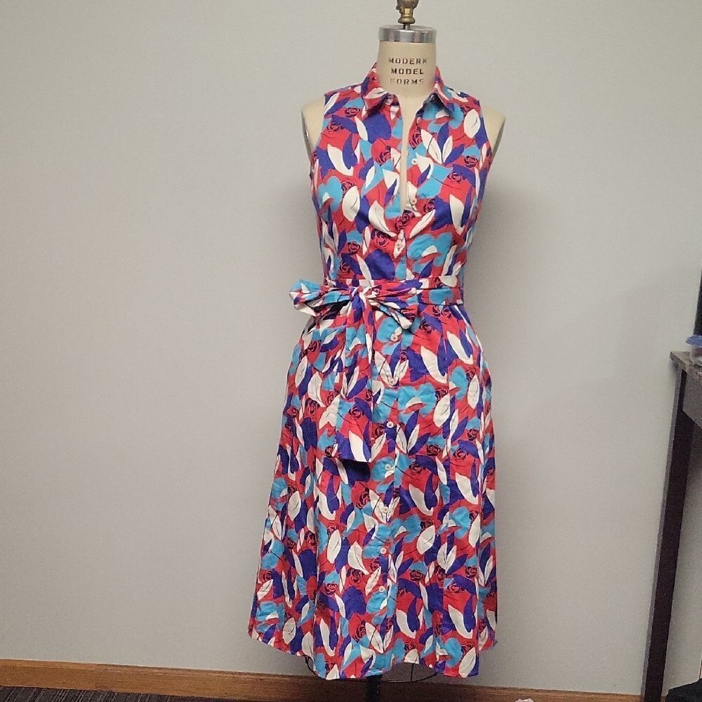 UNTUCKit Colorful Floral Midi Shirt Dress. Size 4